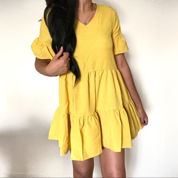 Yellow Ruffle Dress - Picture 2 of 4